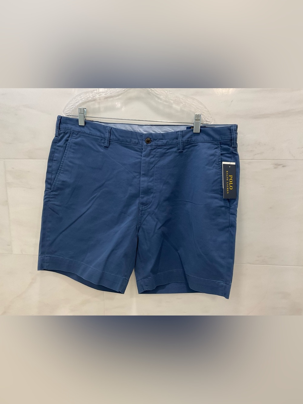 Polo Ralph Lauren BLUE 6.5” inseam Stretch Straight Fit Chino Shorts sz 38 S37